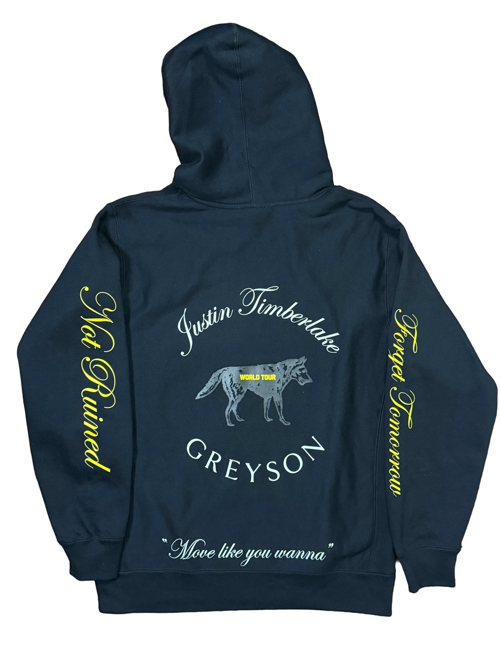 Greyson Justin Timberlake Black Hoodie with Yellow Script men sz. L